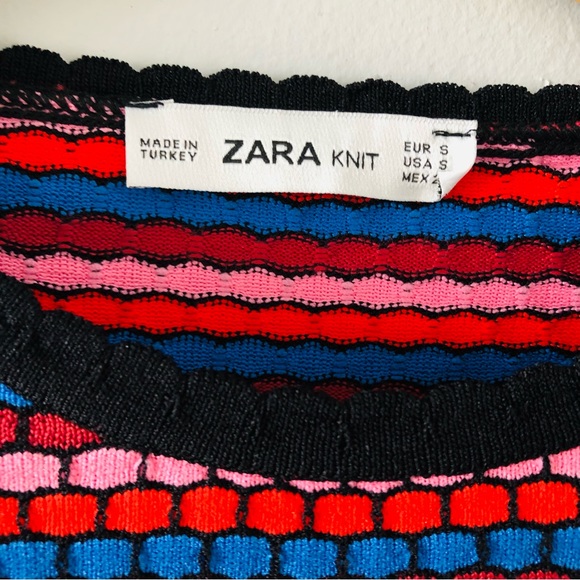 🟡2/30$ | Zara | Crop Fine Knit Multicoloured top - Picture 5 of 11